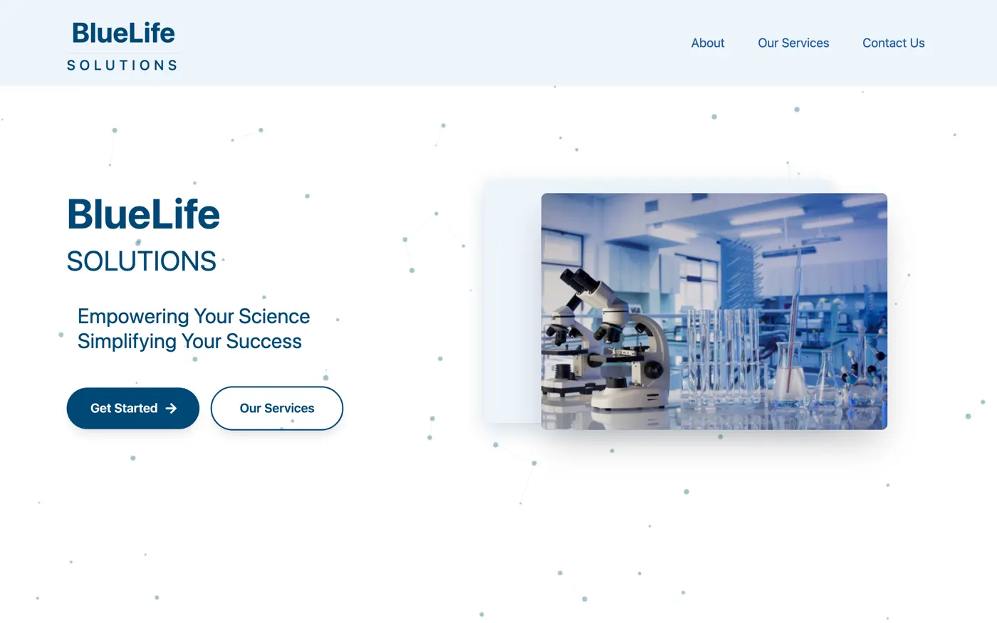 Site de Blue Life Solutions vu sur ordinateur
